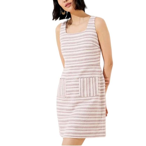 LOFT Striped Sleeveless Shift Dress 10P - Picture 3 of 7